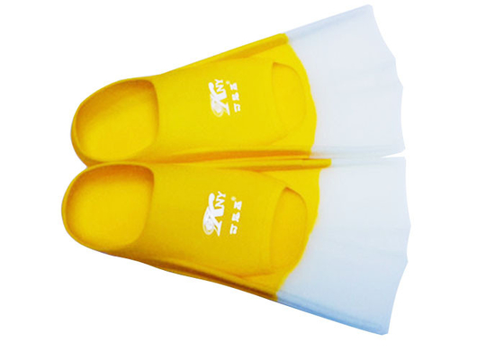 Sarı Beyaz Silikon Yüzücü Fins, Yüzme Flipper İpek Baskılı Logo